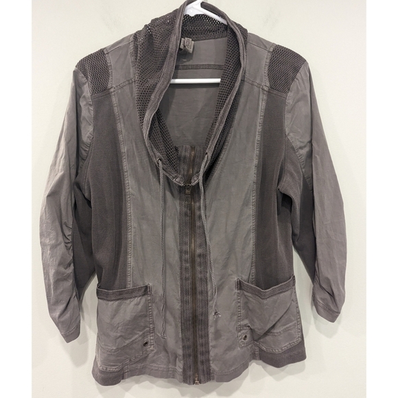 XCVI Fjord Zip Up Grey Jacket Size Petite Large - Picture 2 of 7